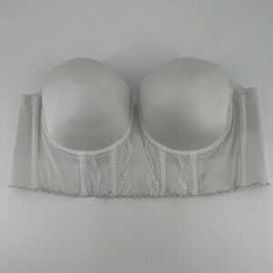 Parfait Womens White Elissa Strapless Long Line Bustier Bra Size 38DD